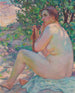 In de schaduw van de struik - Theo van Rysselberghe — weergave van het kunstwerk