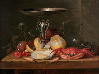 Theodoor Smits - Tazza citron et fruits de mer sur un entablement.webp