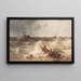 scheepswrak bij de pier - Theodor Alexander Weber — ingelijst kunstwerk aan de muur