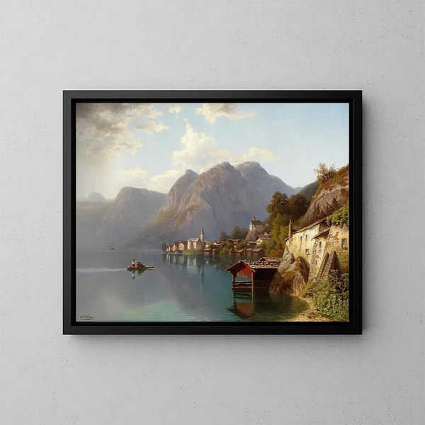 Vue de Hallstatt - Theodor Nocken — ingelijst kunstwerk aan de muur