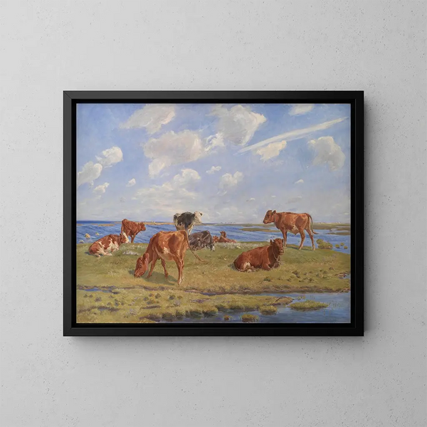Cows by the Sea - Theodor Philipsen — framed artwork on a wall