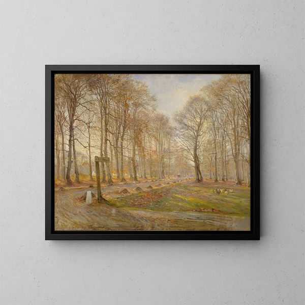 Autumn Day in Jægersborg Deer Park in Copenhagen - Theodor Philipsen — framed artwork on a wall