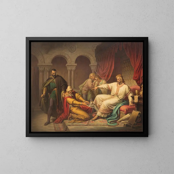 Tentative de meurtre par empoisonnement d'Édouard III - Theodor Pixis — ingelijst kunstwerk aan de muur
