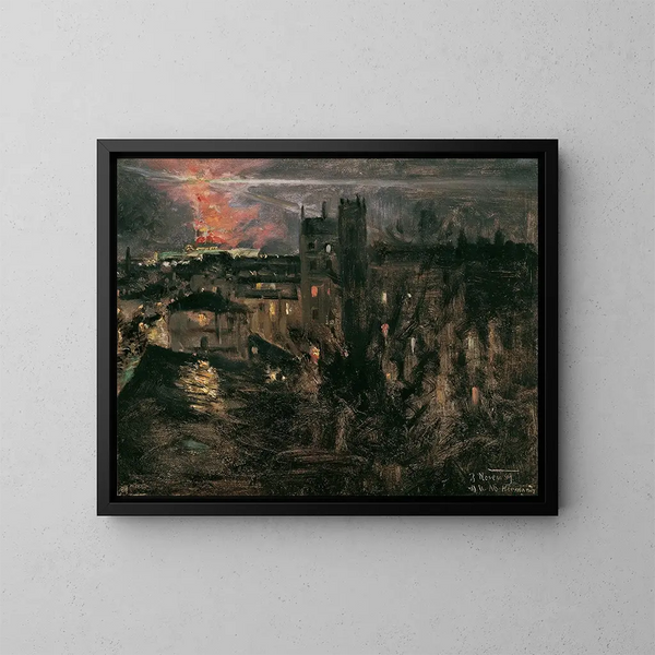 Paris la nuit avec la tour Eiffel - Theodor von Hermann — framed artwork on a wall