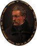 Zelfportret van Théodore Alconiere met een vriendschapswens aan Dr. Vojtitz - Theodor Alconiere — weergave van het kunstwerk