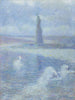 Standbeeld van de Vrijheid in New York in de mist - Theodore Earl Butler — weergave van het kunstwerk