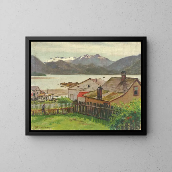 in the old district of Sitka 1900 - Theodore J. Richardson — framed artwork on a wall