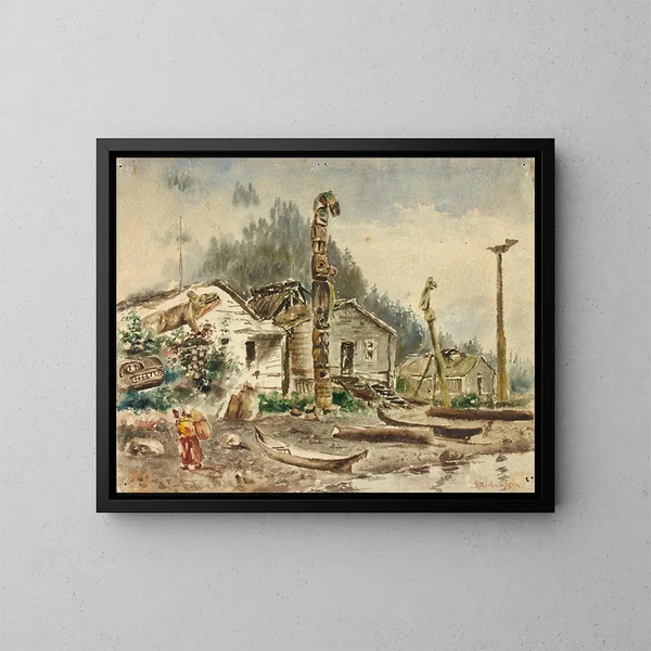 View of Wrangell, Alaska, in 1884 - Theodore J. Richardson — framed artwork on a wall