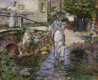 Theodore Robinson - Pre Trognon and His Daughter at the Bridge.webp