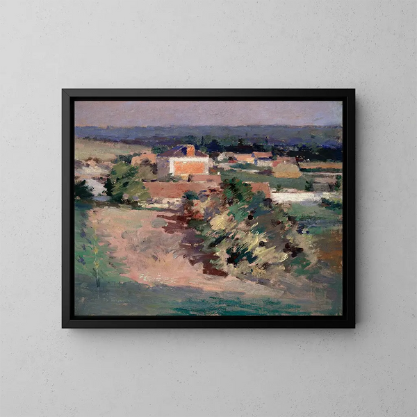 La Maison Rouge - Theodore Robinson — framed artwork on a wall