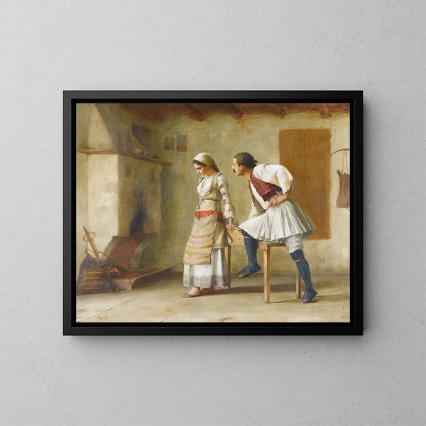 Flirtation - Theodoros Ralli — framed artwork on a wall