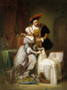 L'keizer Karel met zijn maîtresse Johanna Van der Geynst bij de wieg van hun dochter Margaretha van Parma - Théodore Joseph Canneel — weergave van het kunstwerk