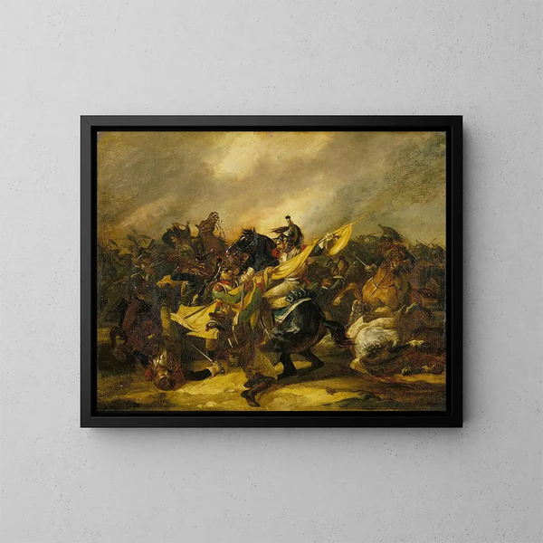 A charge of cuirassiers - Théodore Géricault — framed artwork on a wall