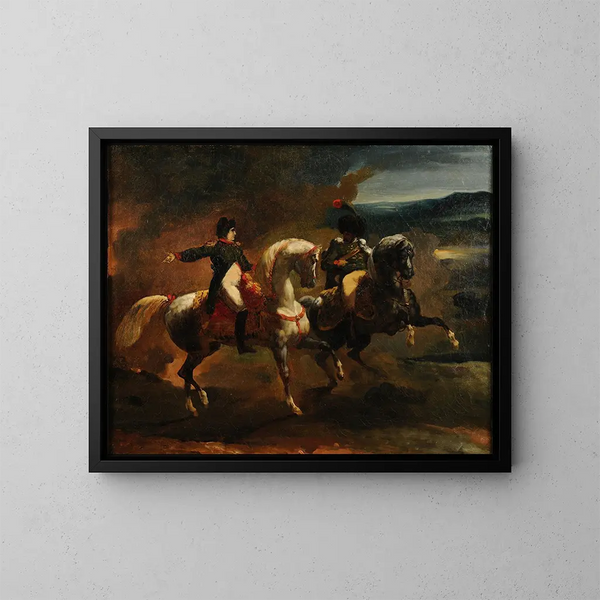 Napoleon giving an order to a senior officer of the Guides - Théodore Géricault — framed artwork on a wall