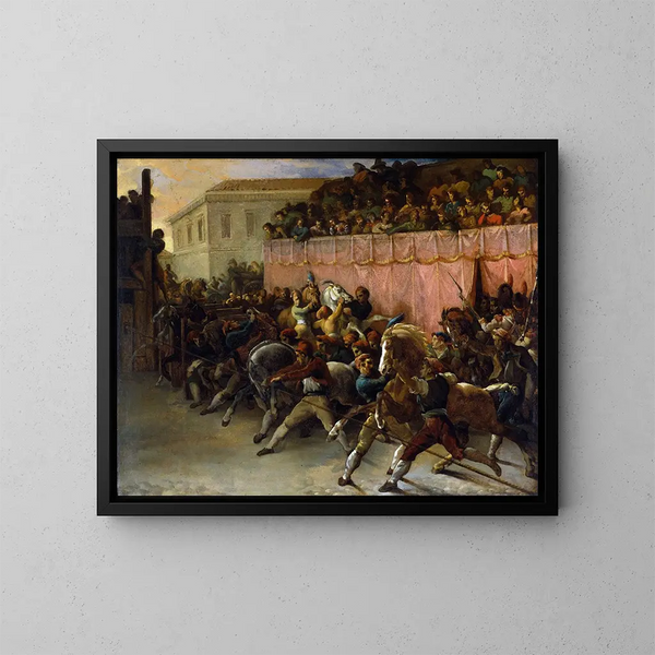 Renners zonder ruiter in Rome - Théodore Géricault — ingelijst kunstwerk aan de muur