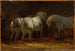 Drie paarden in de stal - Théodore Géricault — weergave van het kunstwerk