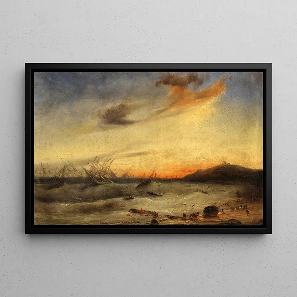 Naval Battle Painting - Théodore Gudin — framed artwork on a wall