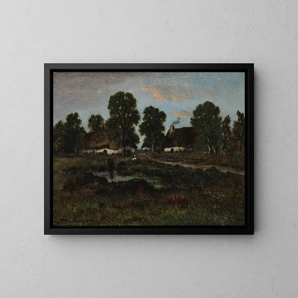 Cottages près de Larchant - Théodore Rousseau — ingelijst kunstwerk aan de muur