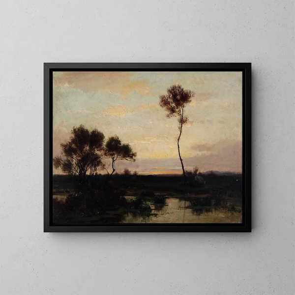 Landschap aan het meer - Théodore Rousseau — ingelijst kunstwerk aan de muur