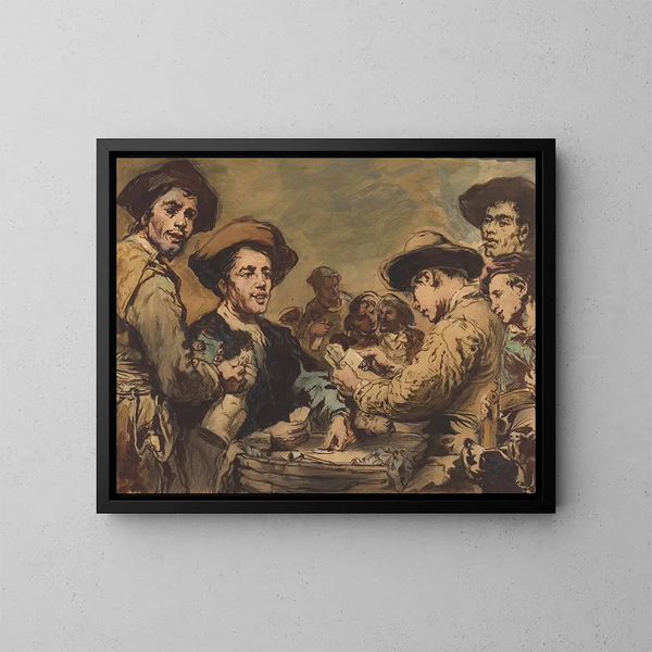 Les Joueurs de cartes - Théodule Ribot — framed artwork on a wall