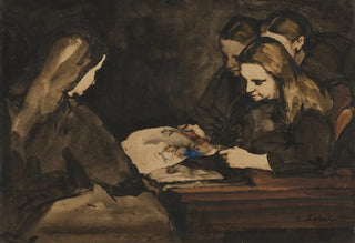 Thodule Ribot - Four Girls Studying a Drawing.webp