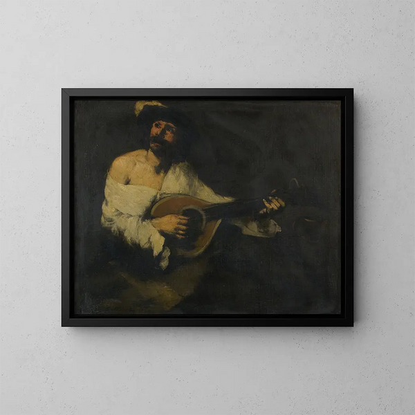 The Mandolin Player - Théodule Ribot — framed artwork on a wall