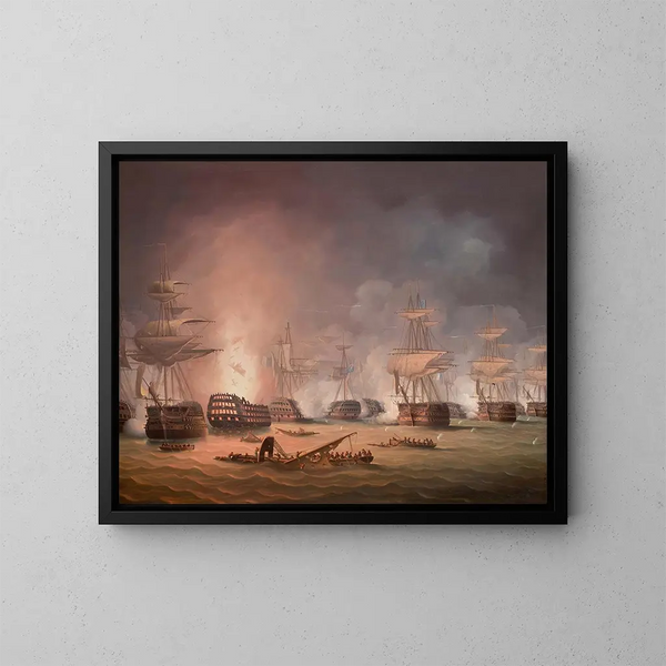 La bataille du Nil, 1er août 1798 - Thomas Buttersworth — framed artwork on a wall
