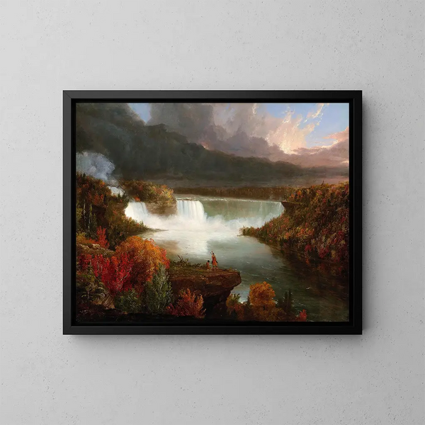 Distant View of Niagara Falls - Thomas Cole — framed artwork on a wall