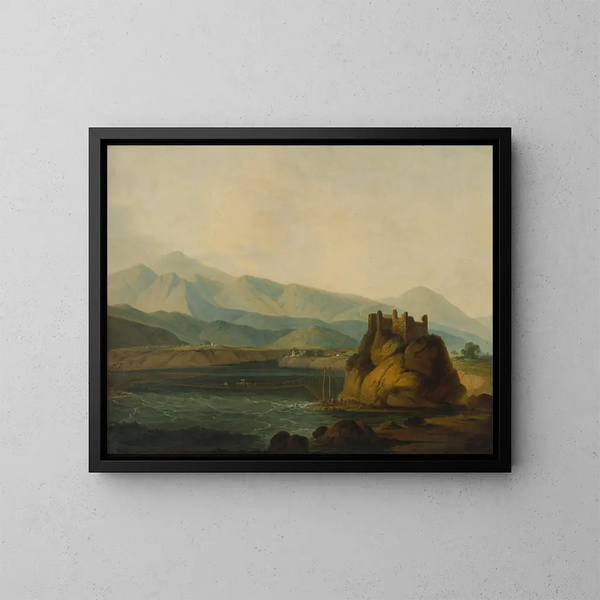 The Rope Bridge at Serinagur - Thomas Daniell — framed artwork on a wall