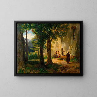 Thomas Ender - Andchtige bei einer Heilquelle Landschaft mit Brunnen.webp