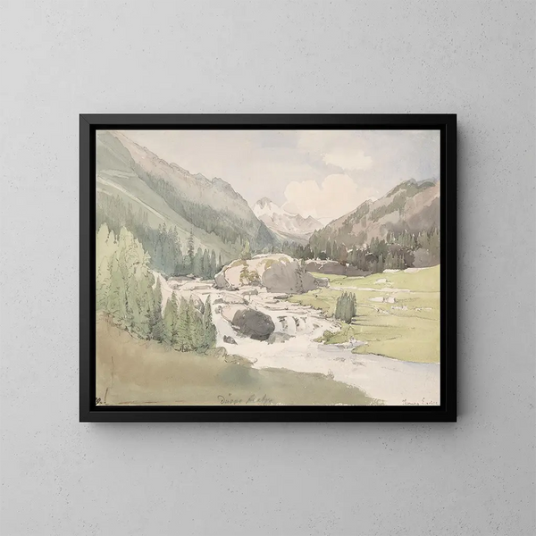 Mountain Valley Painting - Thomas Ender — framed artwork on a wall
