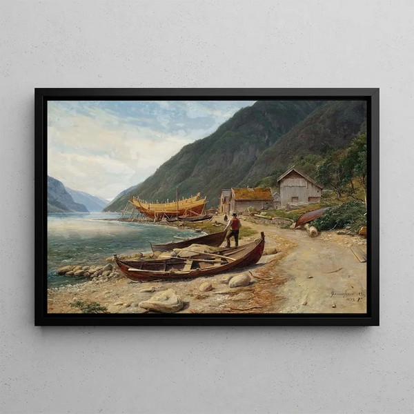 Gravensfjord - Thomas Fearnley — ingelijst kunstwerk aan de muur