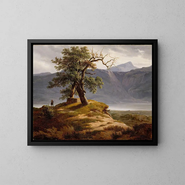 Landscape with a Traveler - Thomas Fearnley — framed artwork on a wall