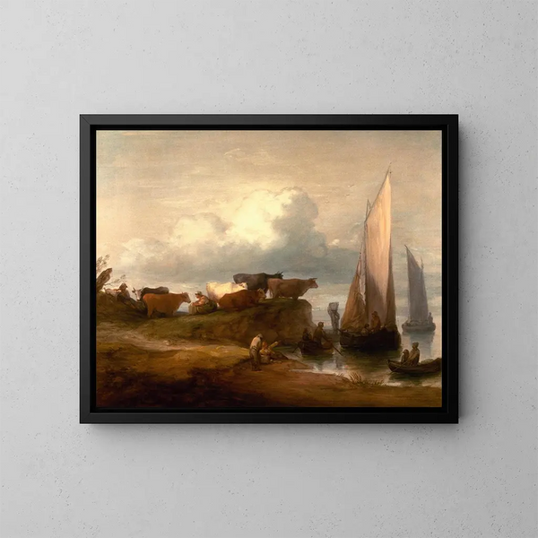Een kustlandschap - Thomas Gainsborough — ingelijst kunstwerk aan de muur