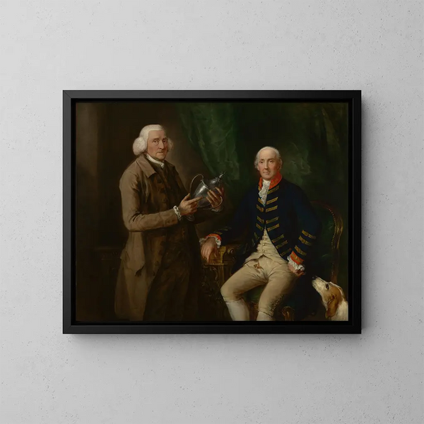 portret van William Anne Hollis, 4e graaf van Essex, met een schaal aan Thomas Clutterbuck van Watford - Thomas Gainsborough — ingelijst kunstwerk aan de muur