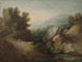 Bosrijk landschap met rotsen, een vallei en een waterval - Thomas Gainsborough — weergave van het kunstwerk