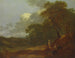 Boslandschap met een man die spreekt met twee zittende vrouwen - Thomas Gainsborough — weergave van het kunstwerk