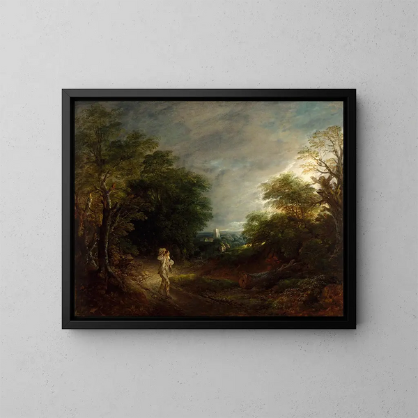 Boslandschap met een houthakker - Thomas Gainsborough — ingelijst kunstwerk aan de muur