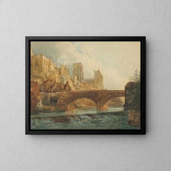 Cathedral and Durham Castle - Thomas Girtin — framed artwork on a wall
