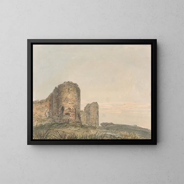 Château de Pevensey, Sussex - Thomas Girtin — framed artwork on a wall