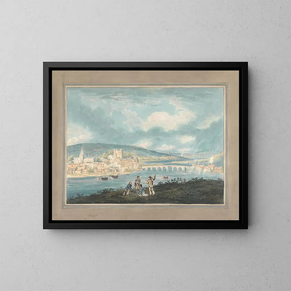 Rochester, Kent painting, viewed from the north - Thomas Girtin — framed artwork on a wall