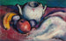 Natuurstudie met theepot en fruit - Thomas Hart Benton — weergave van het kunstwerk