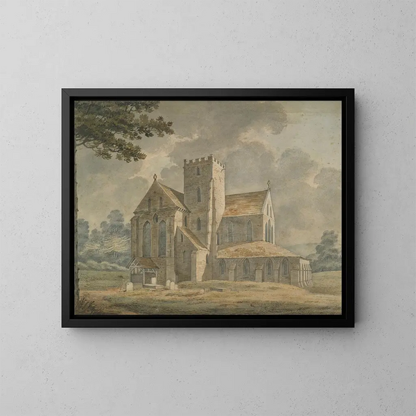 Church in the Countryside - Thomas Hearne — framed artwork on a wall