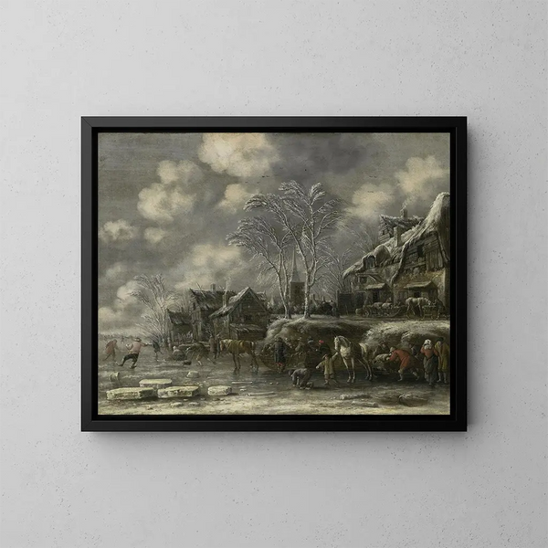 Winter Scene Painting - Thomas Heeremans — framed artwork on a wall