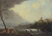 Imaginaire landschap in Italiaanse stijl met klassieke figuren en waterval - Thomas Jones — weergave van het kunstwerk