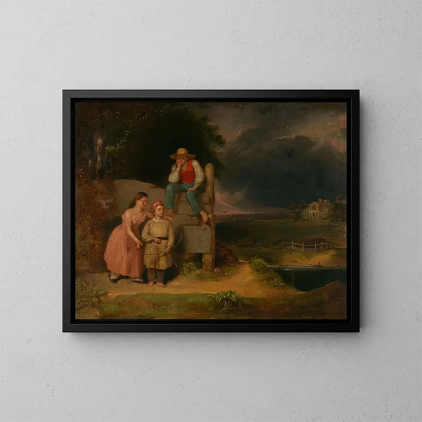 Children in a Storm - Thomas Le Clear — framed artwork on a wall