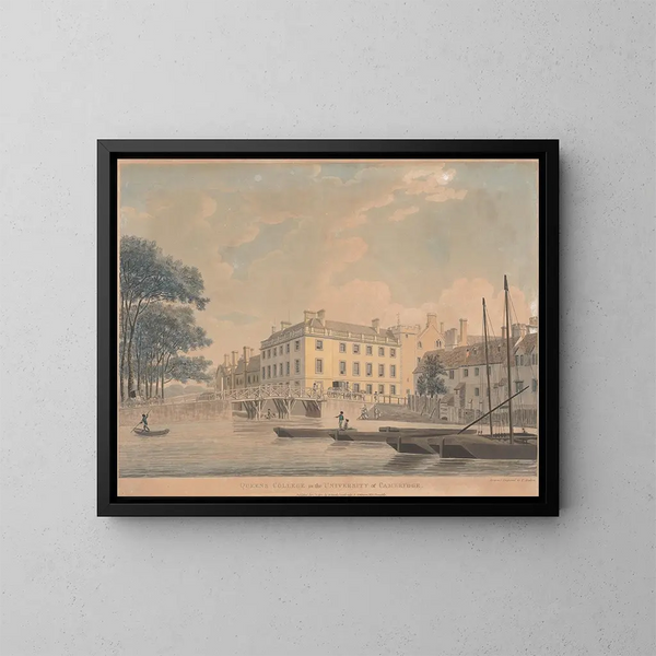 College Queens Painting of the University of Cambridge - Thomas Malton the Younger — framed artwork on a wall