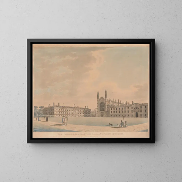 the Chapel of King's College and Clare Hall at the University of Cambridge - Thomas Malton the Younger — framed artwork on a wall