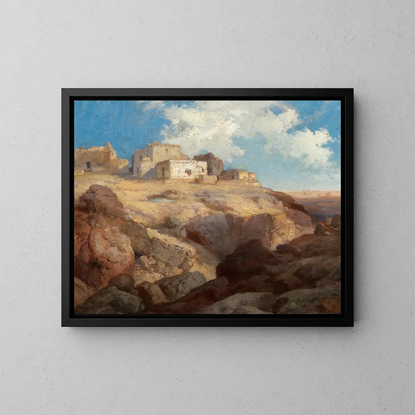 A Little Acoma, New Mexico - Thomas Moran — framed artwork on a wall
