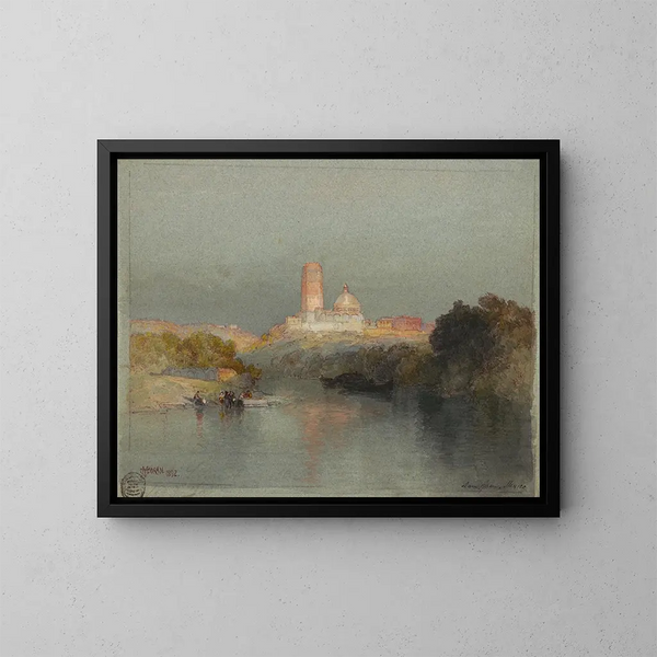 Hacienda on the Lerma River, San Juan, Mexico - Thomas Moran — framed artwork on a wall